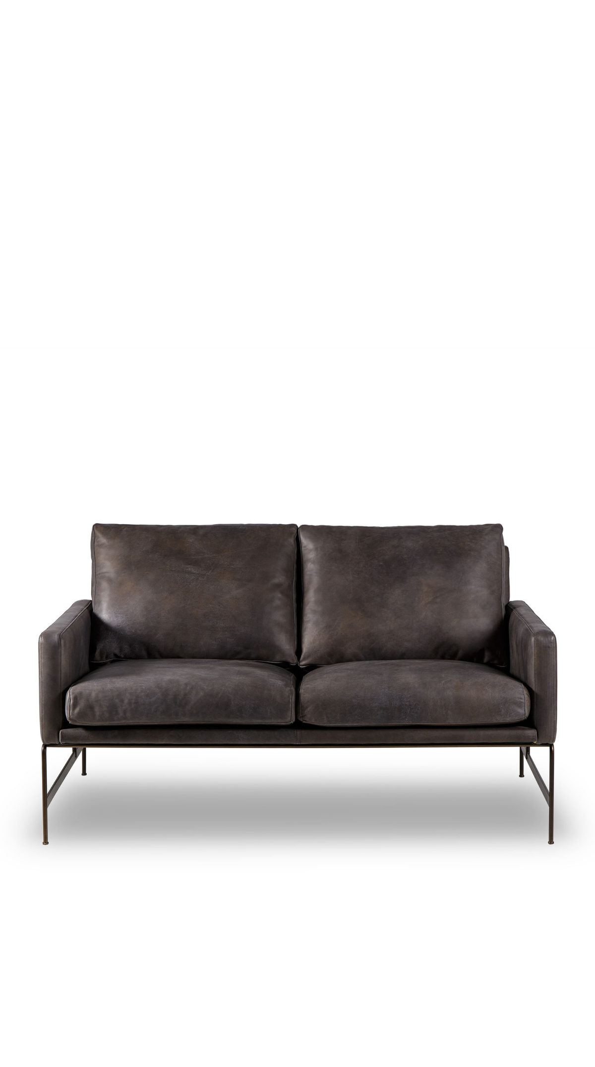 Vanessa 2 Seater Sofa - Destroyed Black Leather