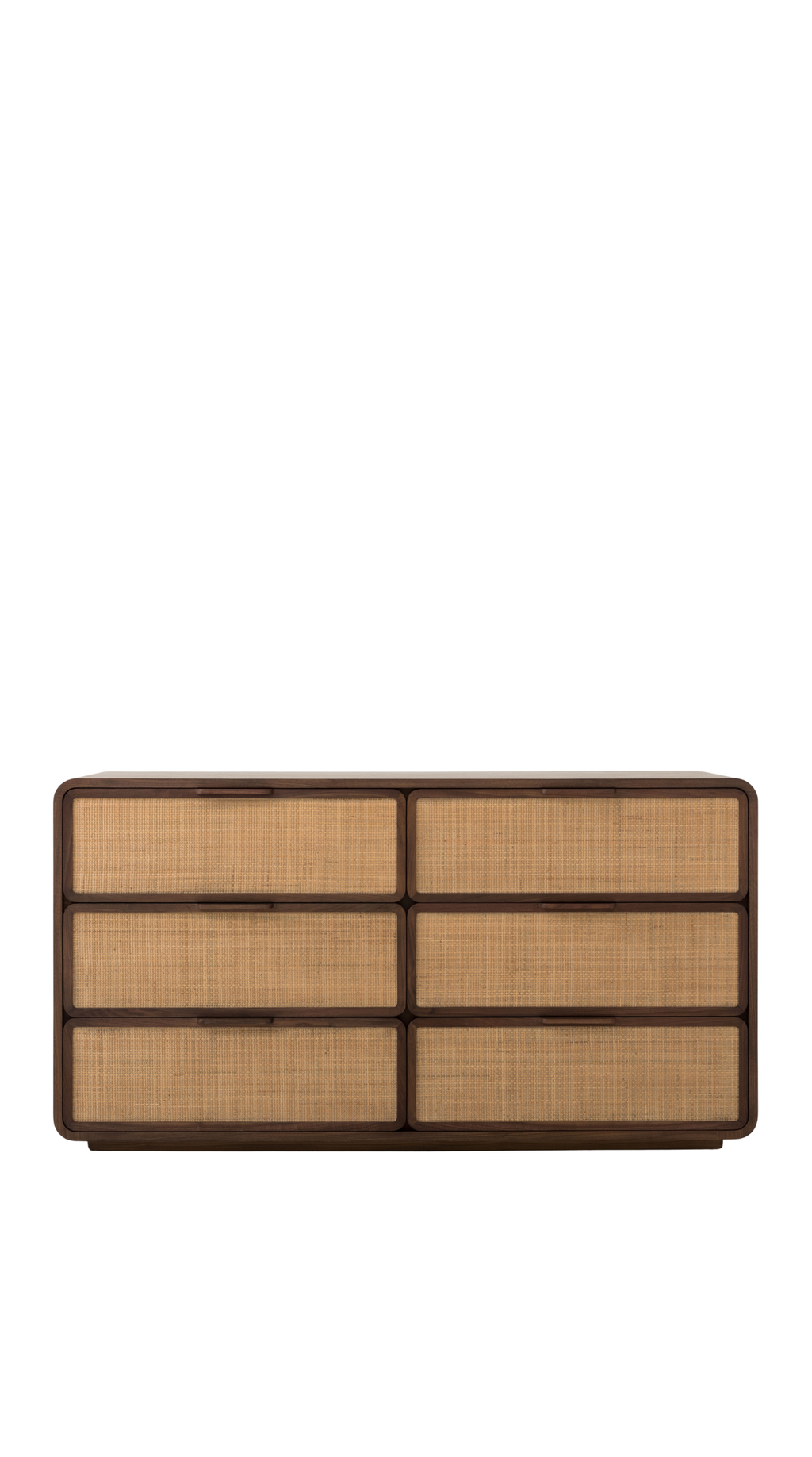 Santiago 6-Drawer Dresser | Caramel Walnut & Natural Cane