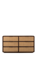 Santiago 6-Drawer Dresser | Caramel Walnut & Natural Cane