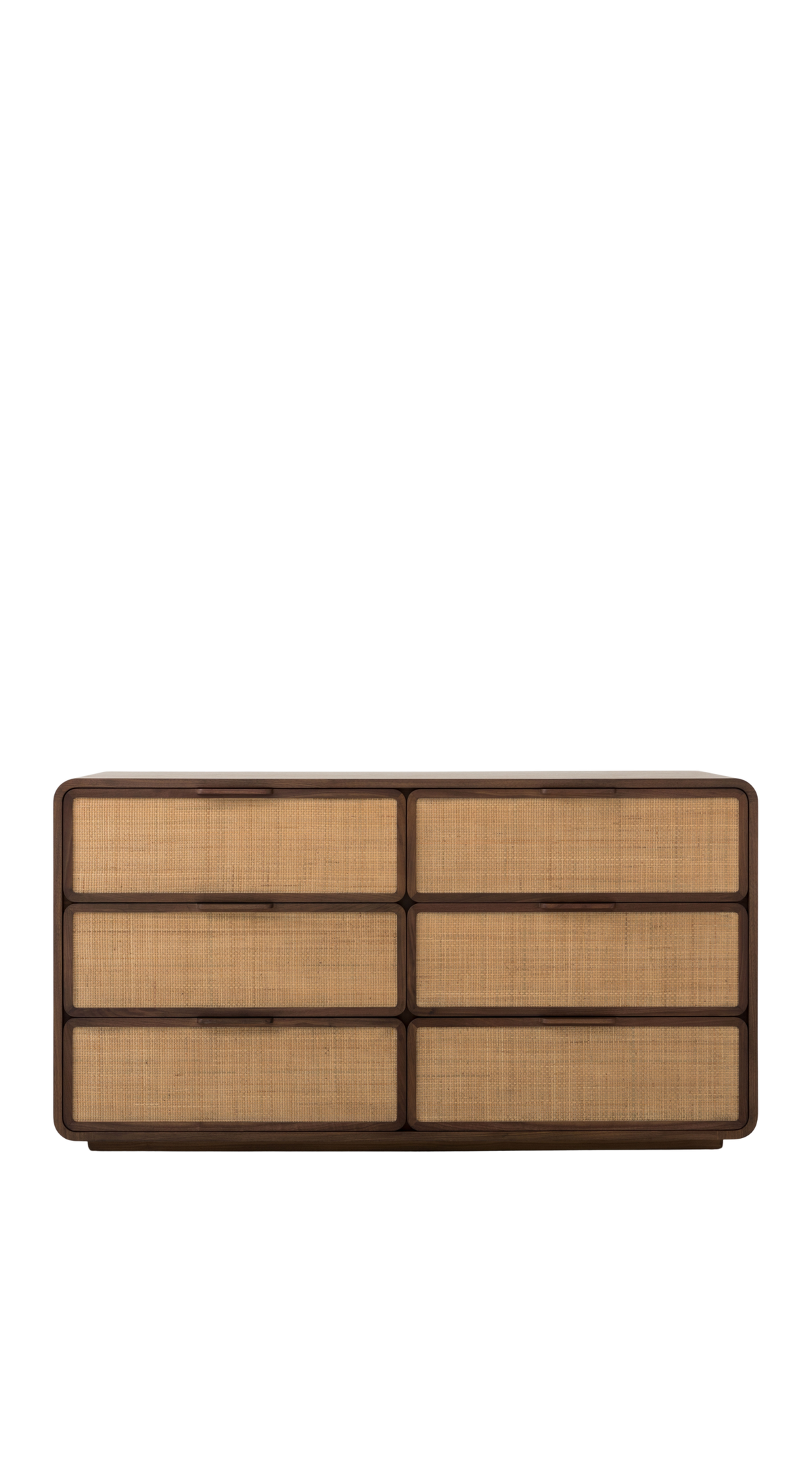 Santiago 6-Drawer Dresser | Caramel Walnut & Natural Cane