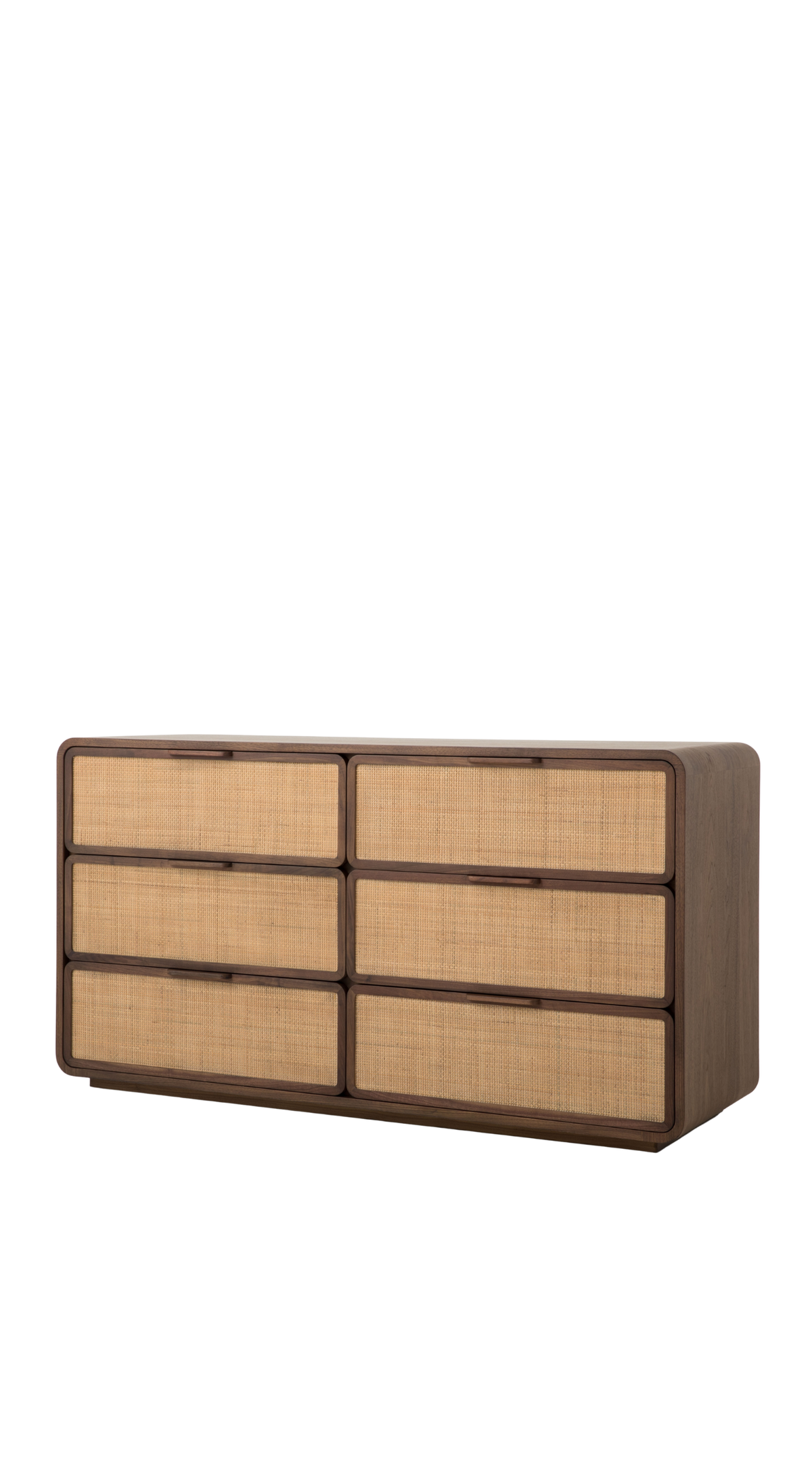 Santiago 6-Drawer Dresser | Caramel Walnut & Natural Cane