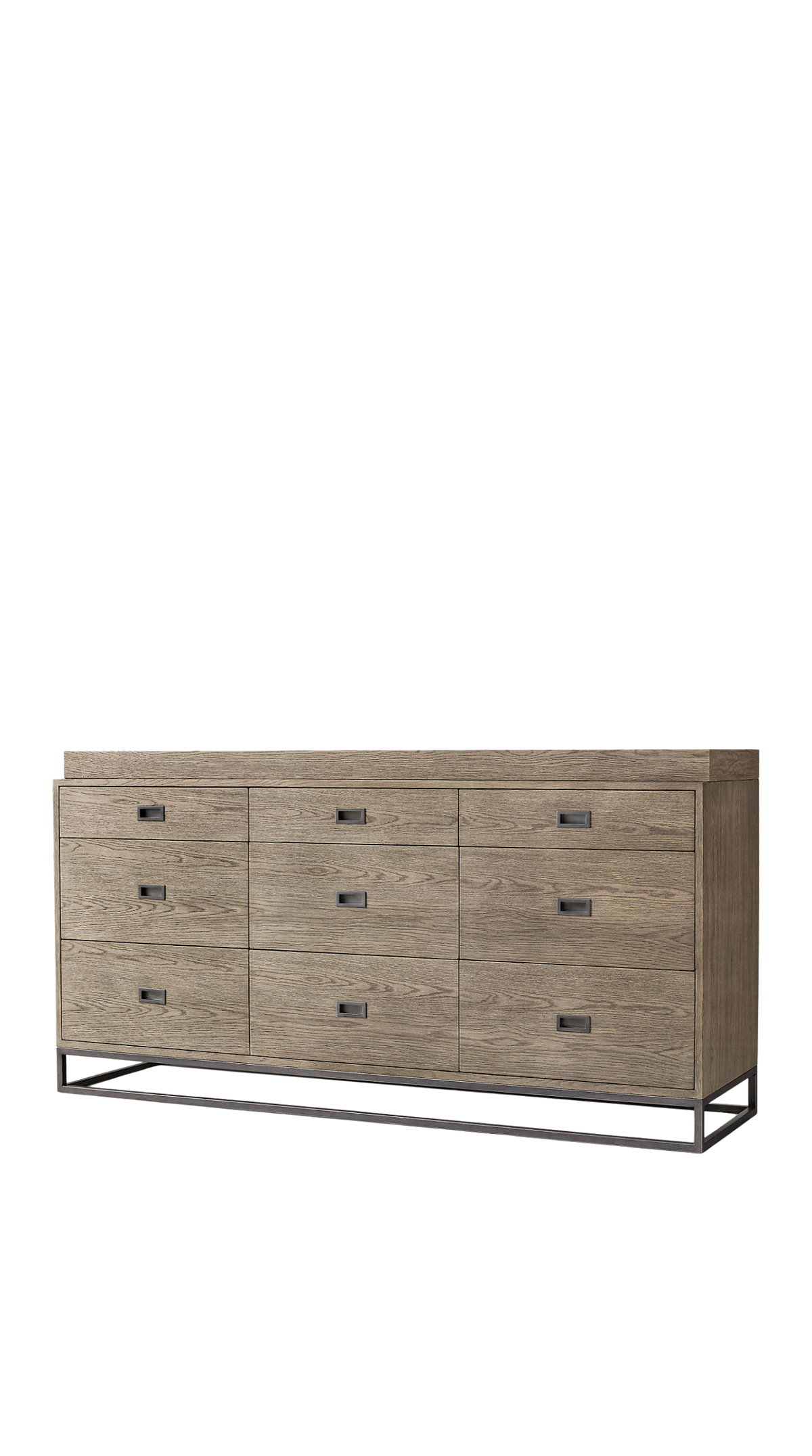 Avalon Extra Wide Dresser - 09 Drawers, w Metal Base