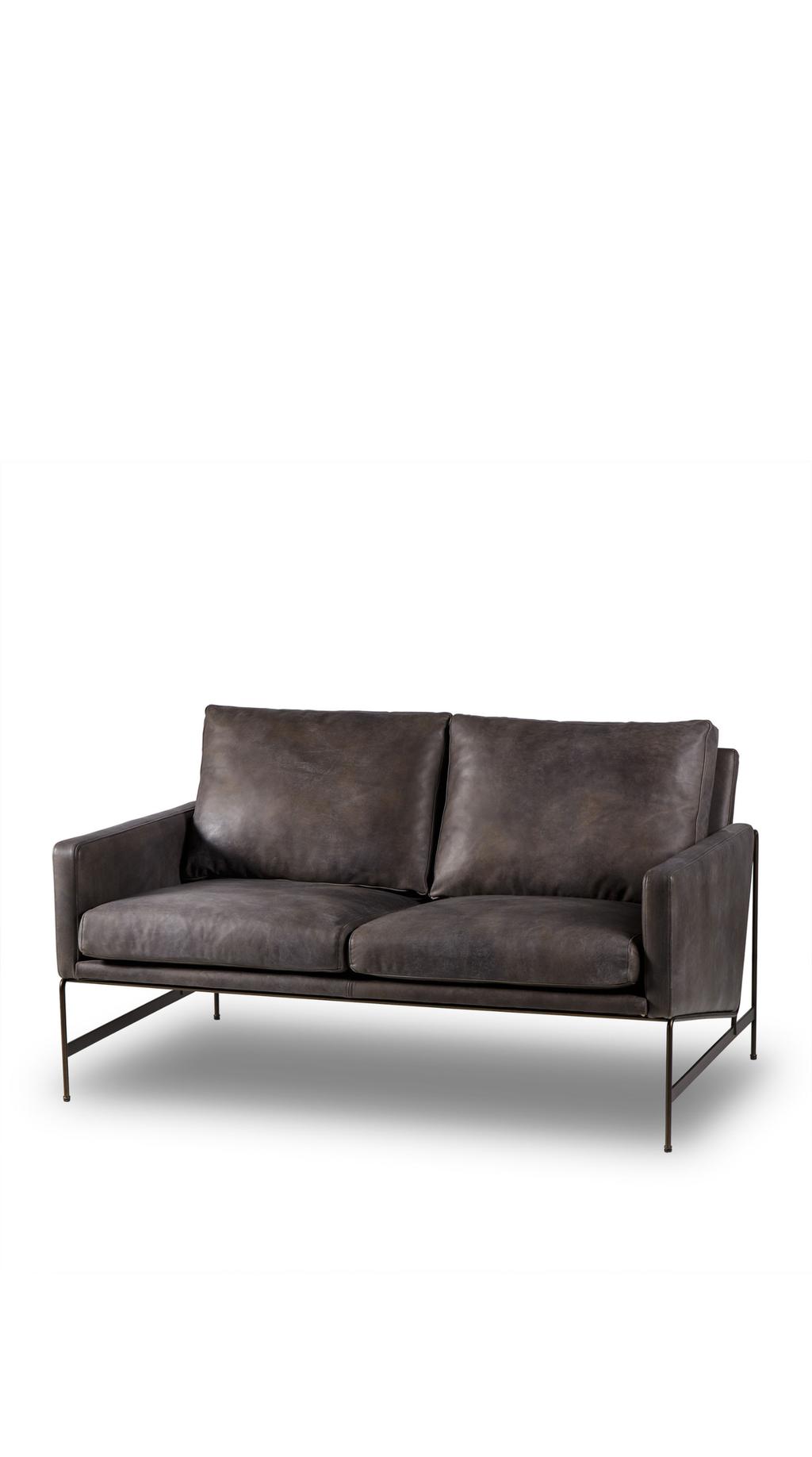 Vanessa 2 Seater Sofa - Destroyed Black Leather