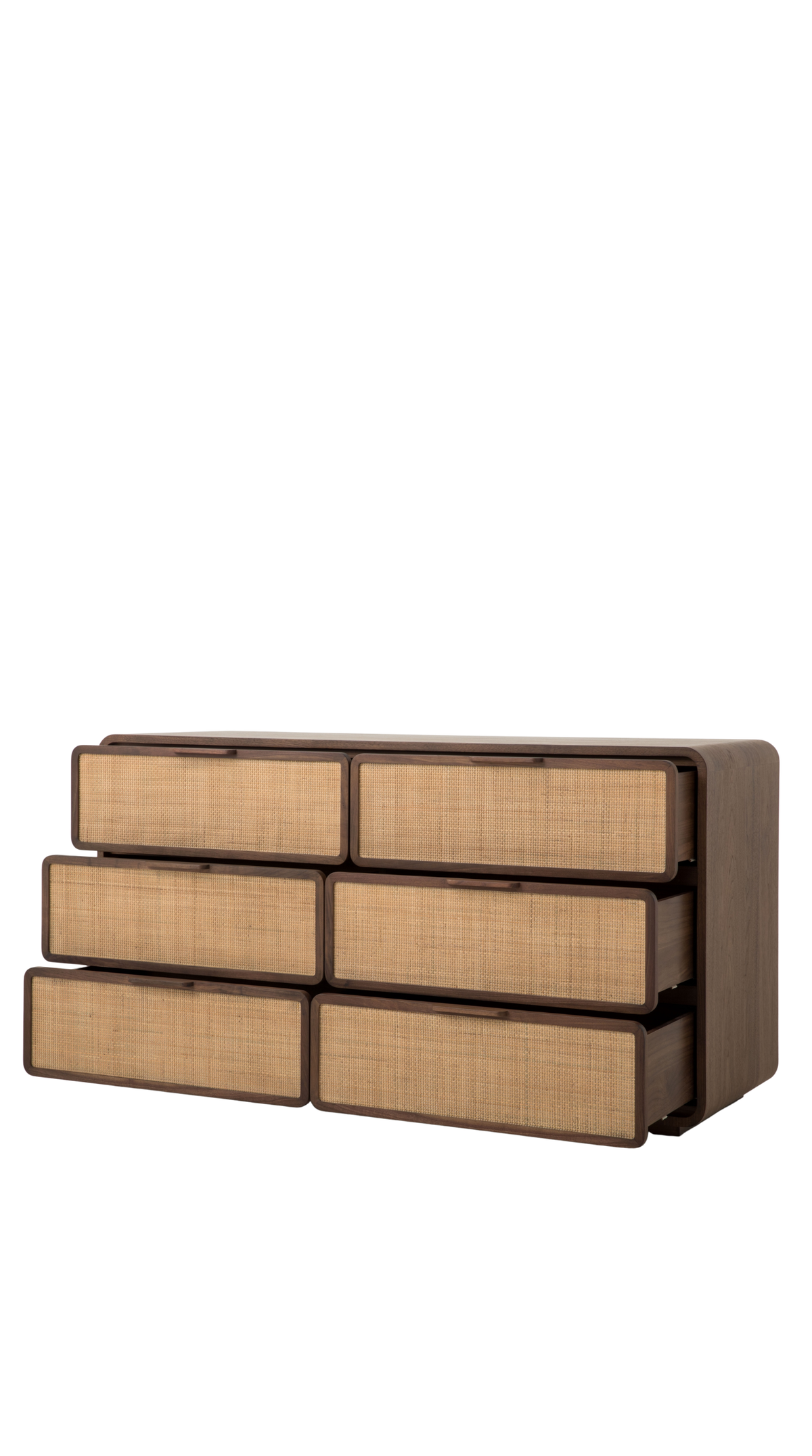 Santiago 6-Drawer Dresser | Caramel Walnut & Natural Cane