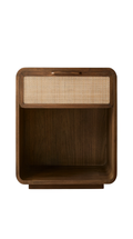 Santiago Open Nightstand - 20W | Caramel Walnut & Natural Cane